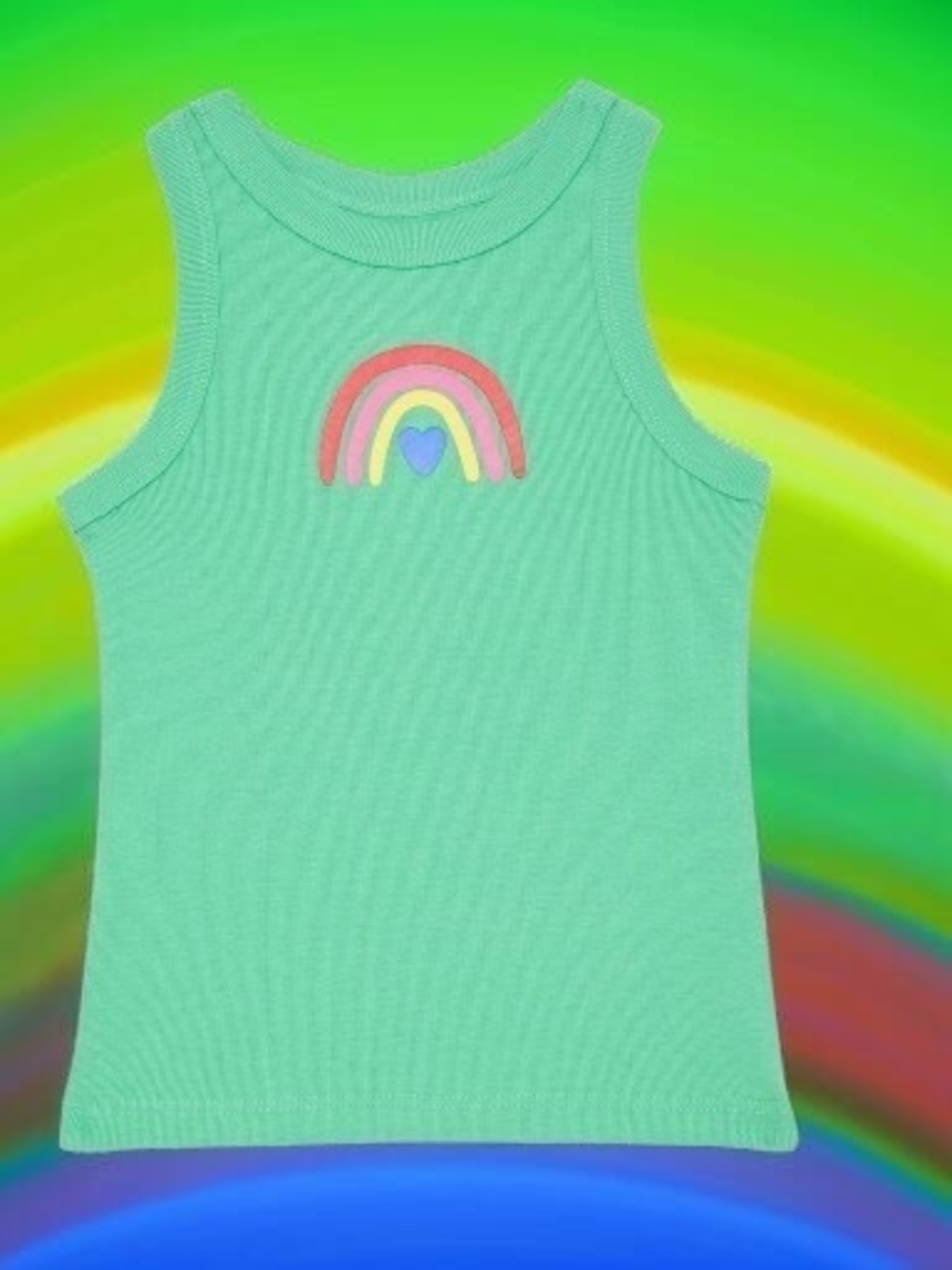 wonder nation Mint Green Tank Top with Rainbow Applique